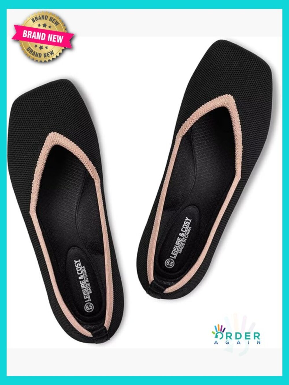 Wide Toe Box Knit Ballet Flat Comfortable Walking Slip-on Shoes Sewn